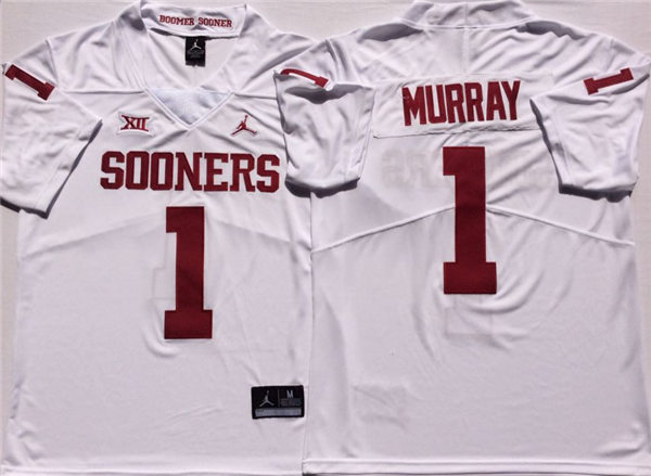 Men Oklahoma Sooners #1 Kyler Murray White Jordan College Football Game Jersey
