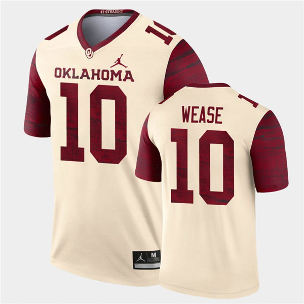 Men Oklahoma Sooners #10 Theo Wease Jr. Jordan Brand Cream Alternate Legend Football Jersey