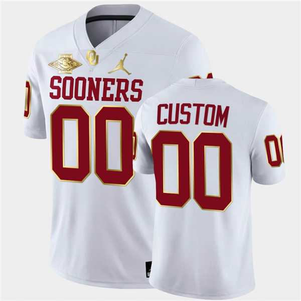 Mens Oklahoma Sooners Custom Jordan Brand White 2021 Red River Golden Showdown Football Jersey
