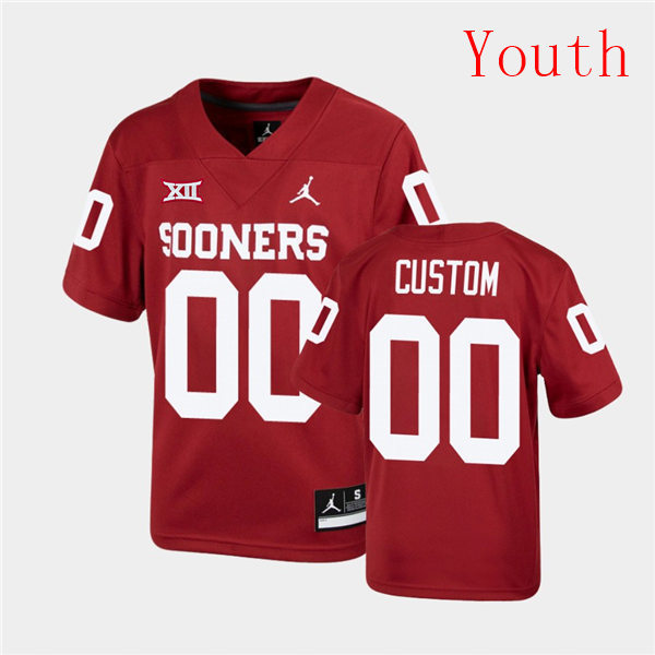 Youth Oklahoma Sooners Custom Crimson Jordan College Football Jersey