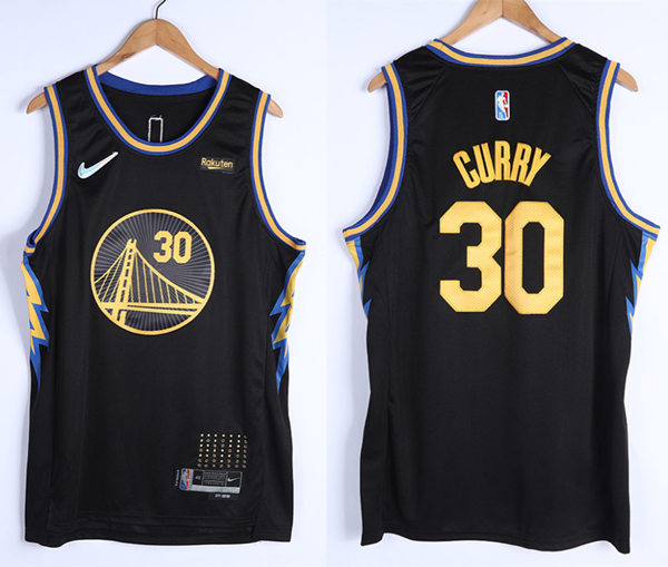 Men's Golden State Warriors #30 Stephen Curry Black 2021-22 Diamond Nike City Edition Jersey