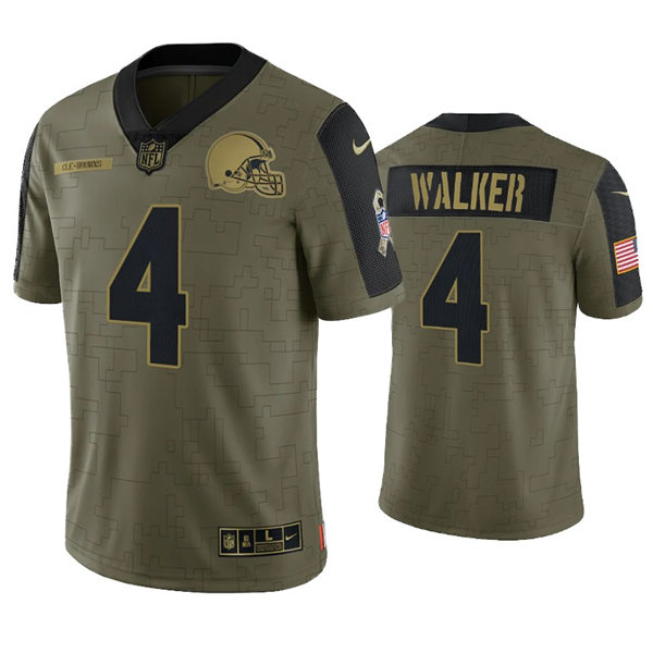Mens Cleveland Browns #4 Anthony Walker Stitched Nike Olive 2021 Salute To Service Limited Player Jersey
