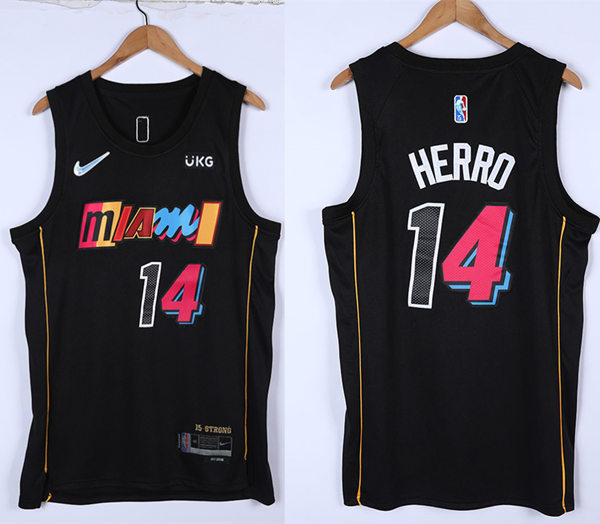 Mens Miami Heat #14 Tyler Herro Diamond Nike Black 2021-22 Miami City Edition Jersey
