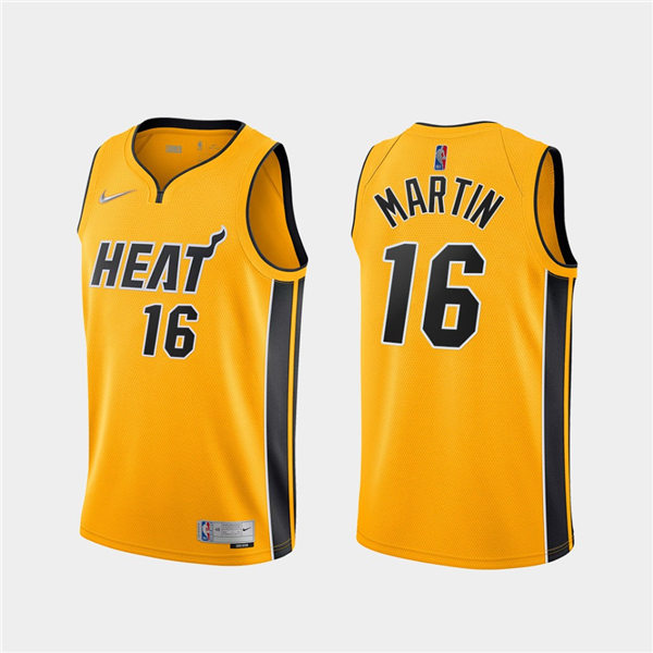 Mens Miami Heat #16 Caleb Martin Nike Gold Earned Edition Swingman Jersey