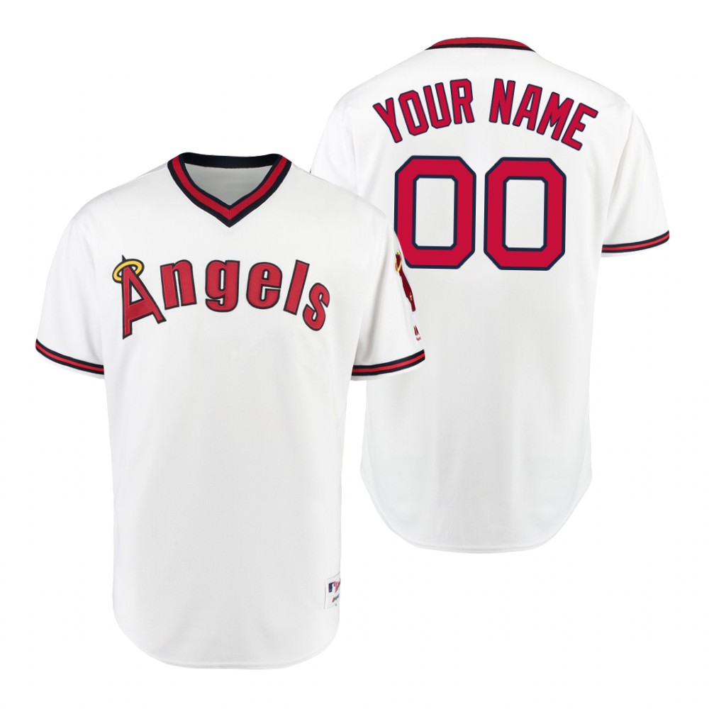 Mens California Angels Custom White 1975 Turn Back the Clock Authentic Jersey