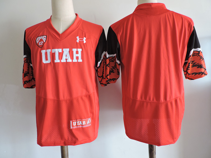 Mens Utah Utes Custom Ethan Calvert Josh Calvert Peter Costelli Zack Moss 1990's Red Printing Pattern Sleeves Under Armour Football Jersey