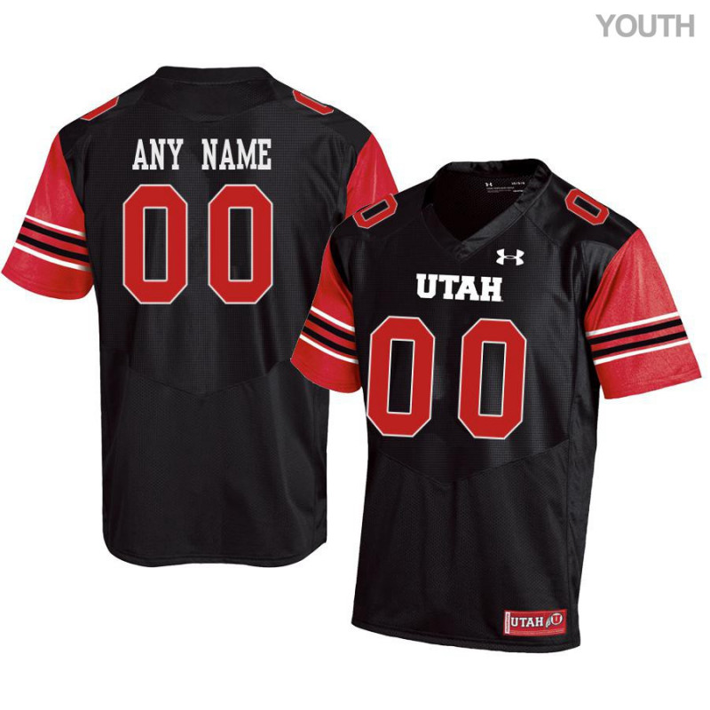 Youth Utah Utes Custom Under Armour Black stripe Sleeves Football Game Jersey