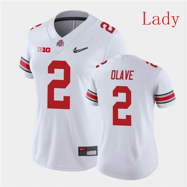 Womens Ohio State Buckeyes #2 Chris Olave Nike White College Football Game Jersey