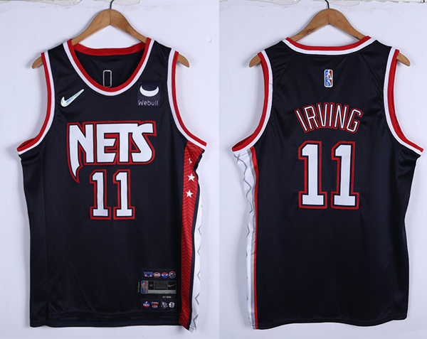 Mens Brooklyn Nets #11 Kyrie Irving Diamond Nike 2021-22 Navy NBA 75TH City Edition Jersey
