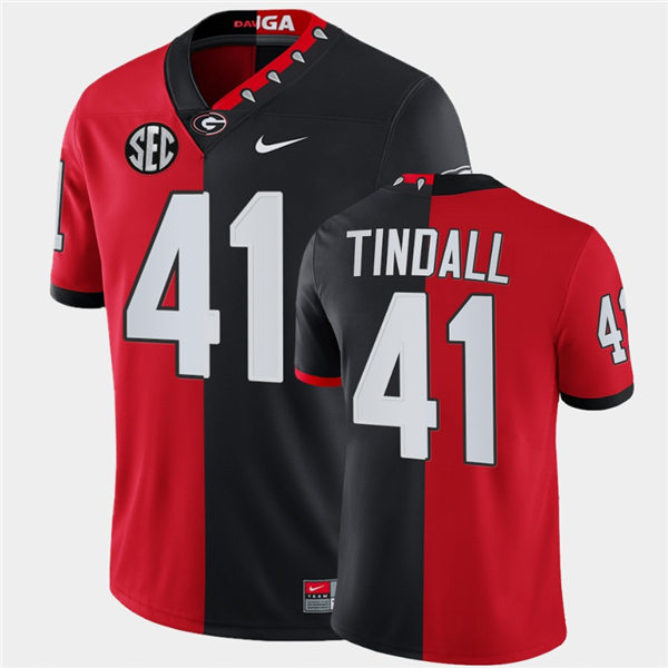 Mens Georgia Bulldogs #41 Channing Tindall Nike Red Black Mascot Split Two-Tone Football Jersey 