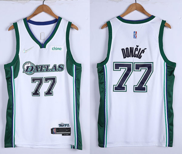 Mens Dallas Mavericks #77 Luka Doncic Diamond Nike NBA 75TH White 2021-22 City Edition Jersey