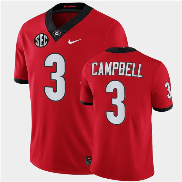 Mens Georgia Bulldogs #3 Tyson Campbell Nike Red Home College Football Game Jersey 