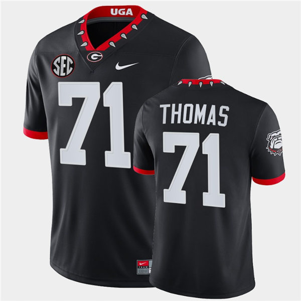Mens Georgia Bulldogs #71 Andrew Thomas Nike Black Alternate Mascot 100th Anniversary College Football Game Jersey 