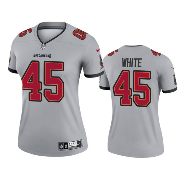 Womens Tampa Bay Buccaneers #45 Devin White Nike Gray Inverted Legend Jersey 