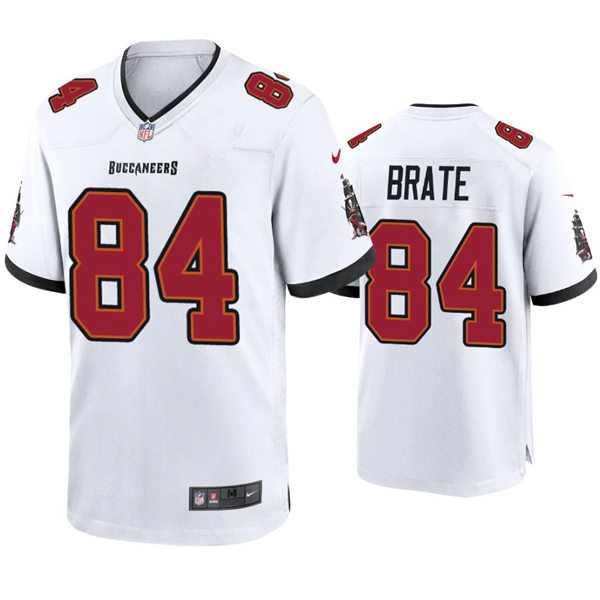 Mens Tampa Bay Buccaneers #84 Cameron Brate Nike Road White Vapor Limited Jersey