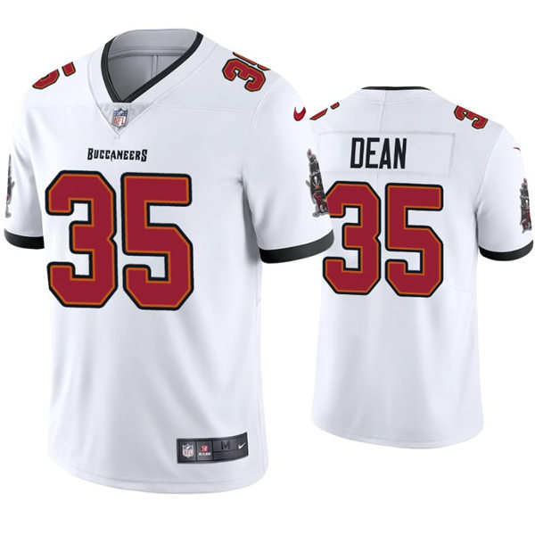 Mens Tampa Bay Buccaneers #35 Jamel Dean Nike Road White Vapor Limited Jersey