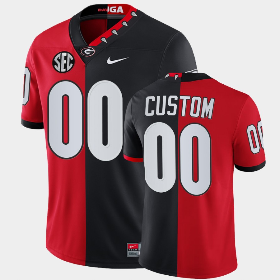 Mens Georgia Bulldogs Custom Nike Red Black Split Two-Tone Jersey