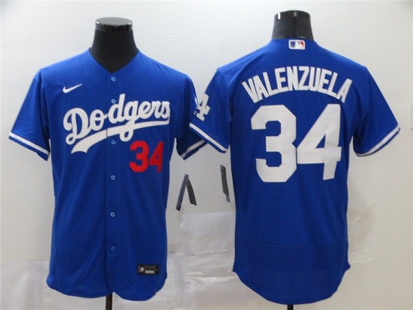 Mens Los Angeles Dodgers #34 Fernando Valenzuela Nike Royal Alternate FlexBase Jersey
