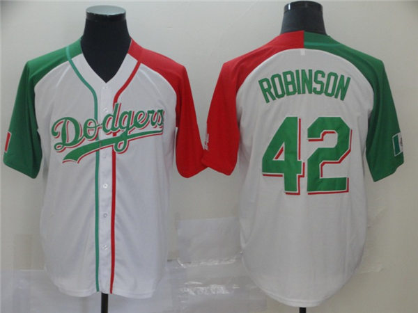 Mens Los Angeles Dodgers #42 Jackie Robinson Nike White Mexican Heritage Culture Night Cool Base Jersey