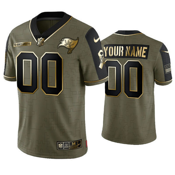 Mens Tampa Bay Buccaneers Custom Nike 2021 Olive Golden Salute To Service Limited Jersey