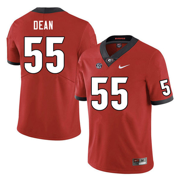 Mens Georgia Bulldogs #55 Marlin Dean Nike Red Home College Football Game jersey