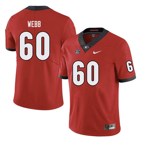 Mens Georgia Bulldogs #60 Clay Webb Nike Red Home College Football Game jersey