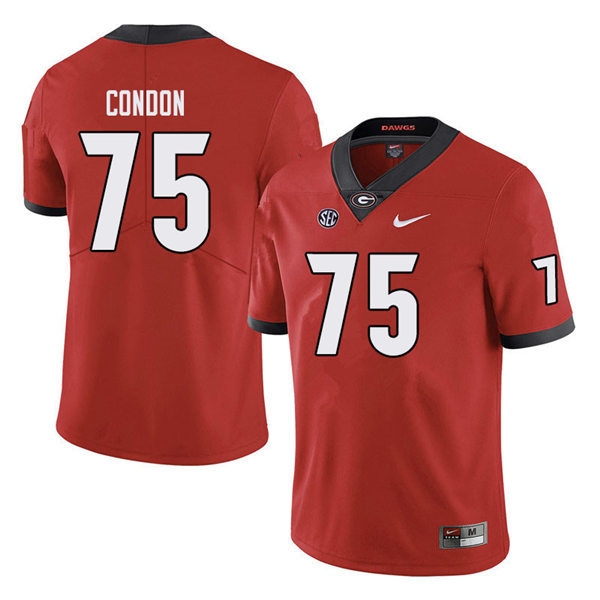 Mens Georgia Bulldogs #75 Owen Condon Nike Red Home College Football Game jersey