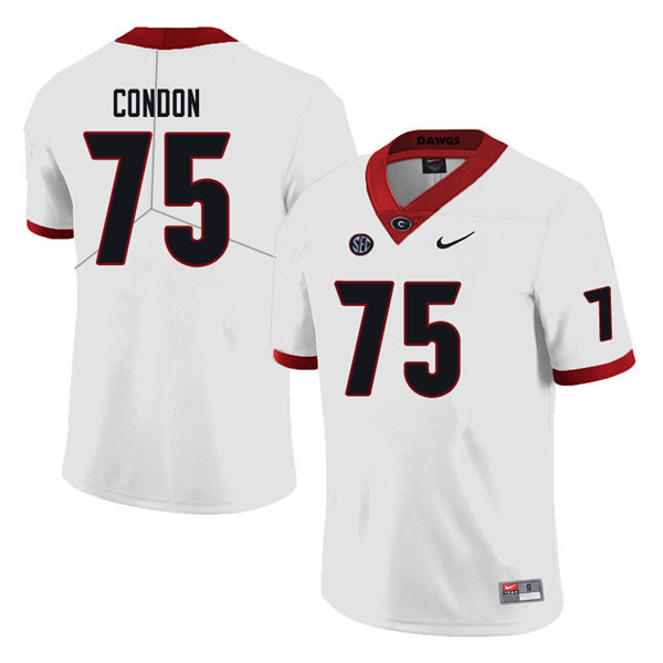 Mens Georgia Bulldogs #75 Owen Condon Nike White College Football Game jersey