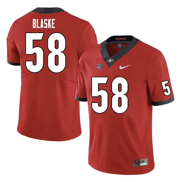 Mens Georgia Bulldogs #58 Austin Blaske Nike Red Home College Football Game jersey