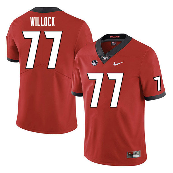 Mens Georgia Bulldogs #77 Devin Willock Nike Red Home College Football Game jersey