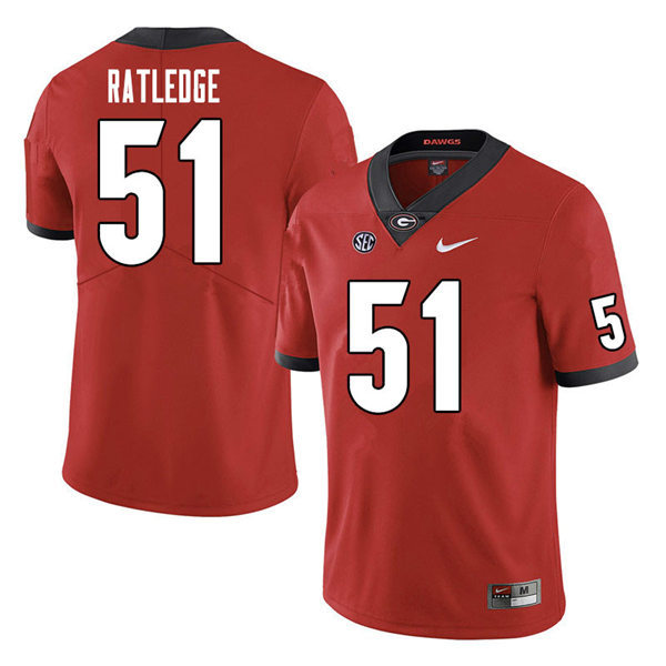 Mens Georgia Bulldogs #51 Tate Ratledge Nike Red Home College Football Game jersey