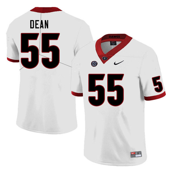 Mens Georgia Bulldogs #55 Marlin Dean Nike White College Football Game jersey