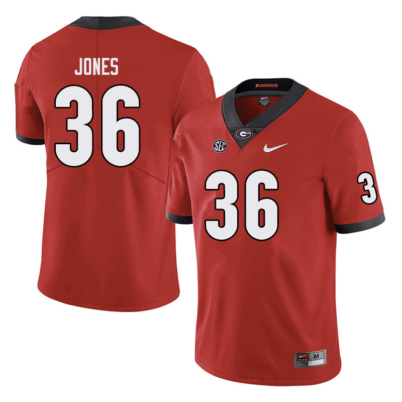 Mens Georgia Bulldogs #36 Garrett Jones Nike White College Football Game jersey