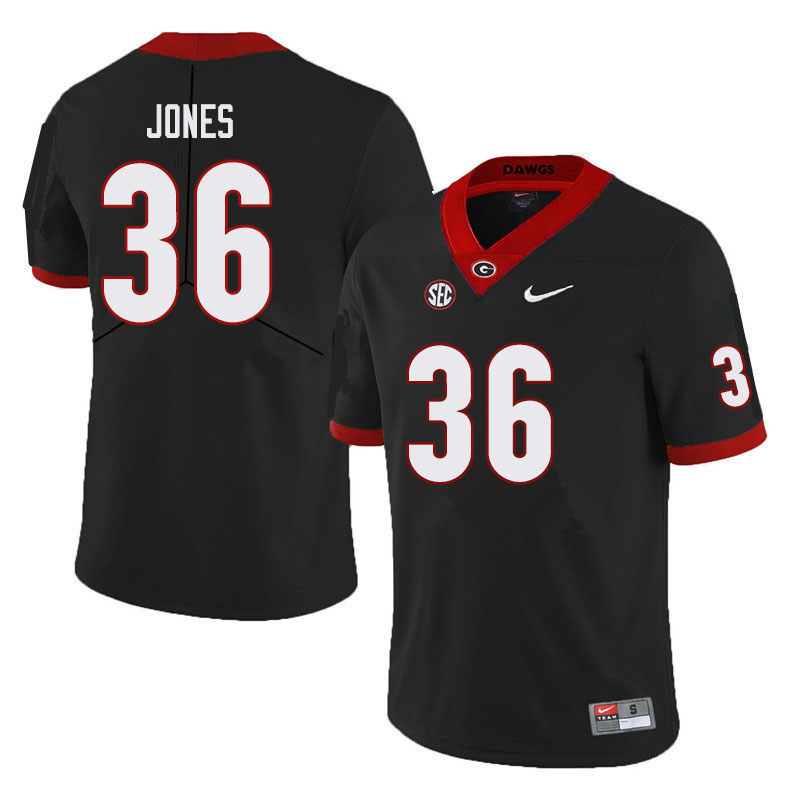 Mens Georgia Bulldogs #36 Garrett Jones Nike Black College Football Game jersey