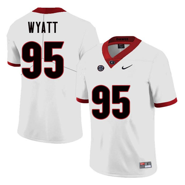 Mens Georgia Bulldogs #95 Devonte Wyatt Nike White College Football Game jersey