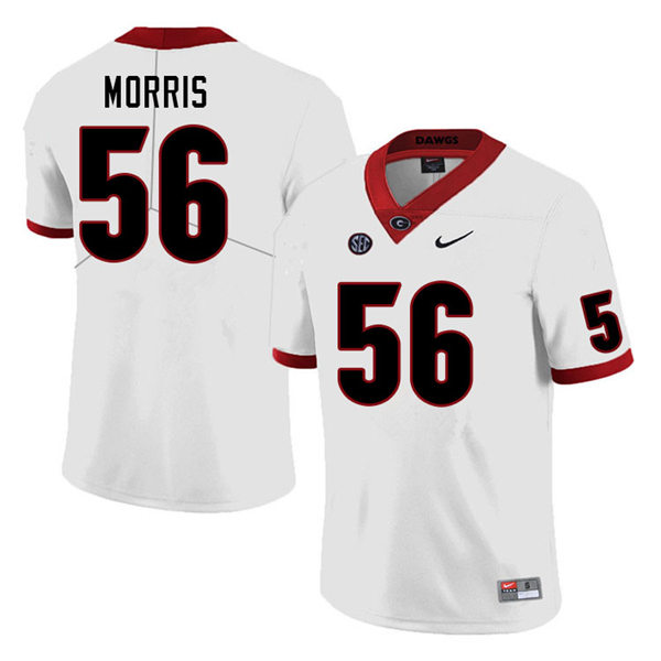 Mens Georgia Bulldogs #56 Micah Morris Nike White College Football Game jersey
