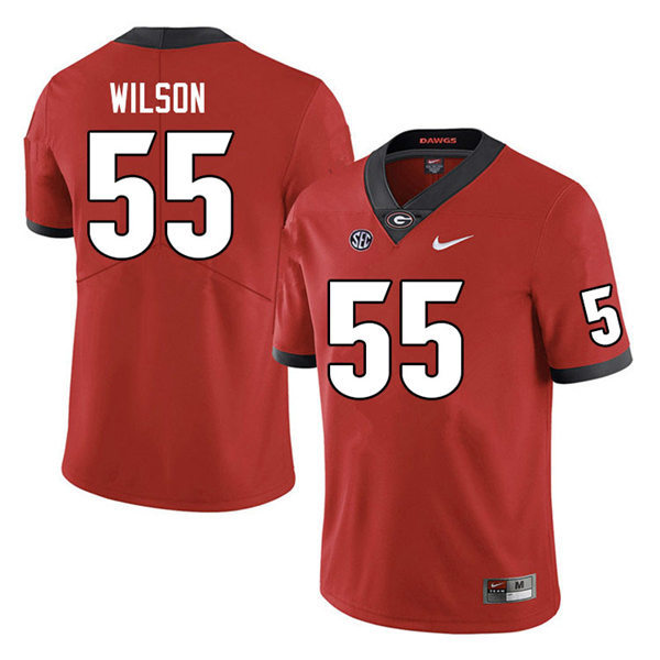 Mens Georgia Bulldogs #55 Jared Wilson Nike Red Home College Football Game jersey