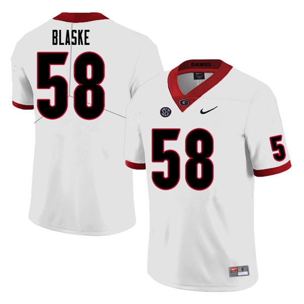Mens Georgia Bulldogs #58 Austin Blaske Nike White College Football Game jersey