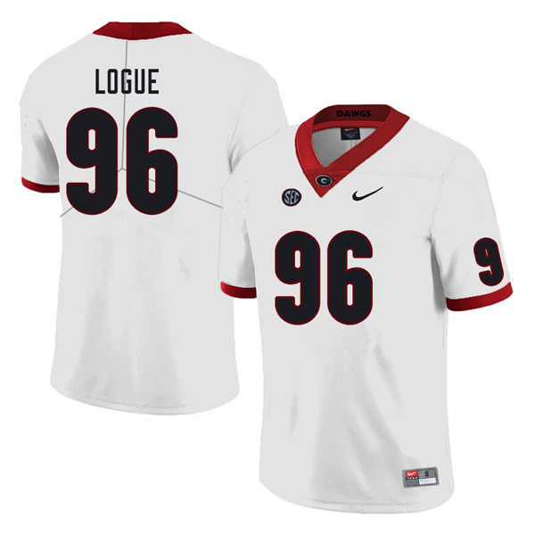 Mens Georgia Bulldogs #96 Zion Logue Nike White College Football Game jersey