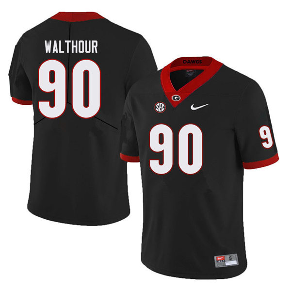Mens Georgia Bulldogs #90 Tramel Walthour Nike Black College Football Game jersey