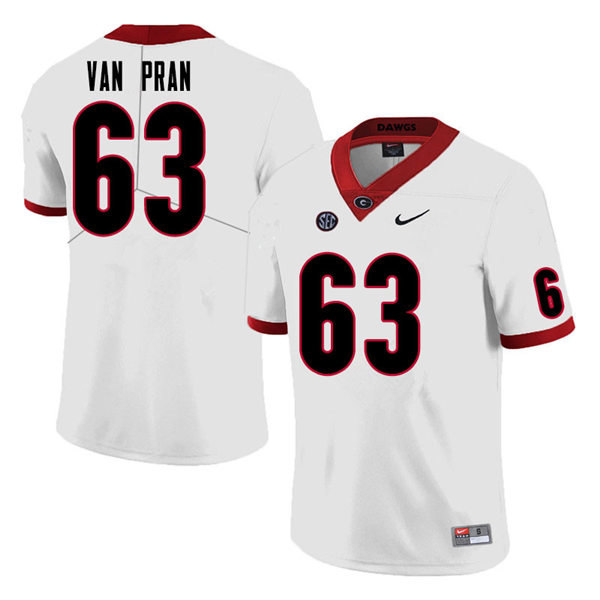 Mens Georgia Bulldogs #63 Sedrick Van Pran Nike White College Football Game jersey