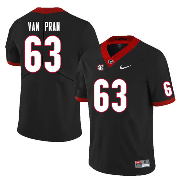 Mens Georgia Bulldogs #63 Sedrick Van Pran Nike Black College Football Game jersey