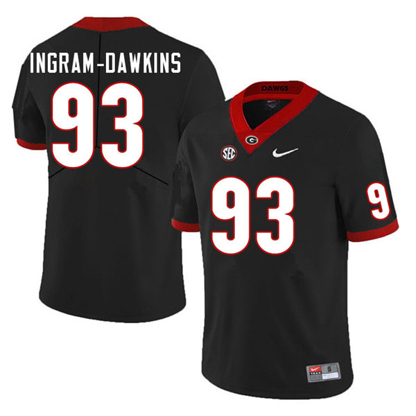 Mens Georgia Bulldogs #93 Tyrion Ingram-Dawkins Nike Black College Football Game jersey