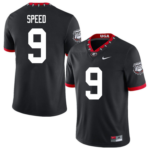 Mens Georgia Bulldogs #9 Ameer Speed Nike Black Alternate Mascot 100th Anniversary College Football Game Jersey 