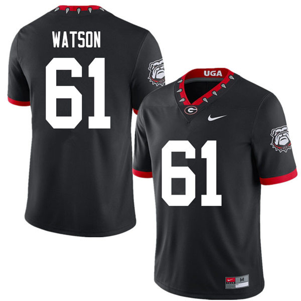 Mens Georgia Bulldogs #61 Blake Watson Nike Black Alternate Mascot 100th Anniversary College Football Game Jersey 