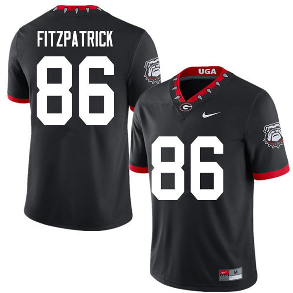 Mens Georgia Bulldogs #86 John FitzPatrick Nike Black Alternate Mascot 100th Anniversary College Football Game Jersey 