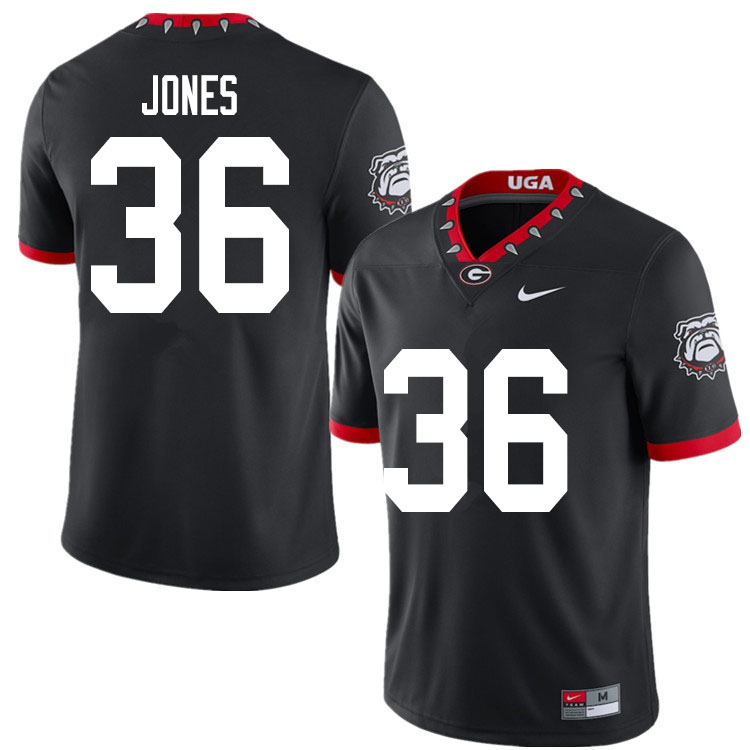 Mens Georgia Bulldogs #36 Garrett Jones Nike Black Alternate Mascot 100th Anniversary College Football Game Jersey