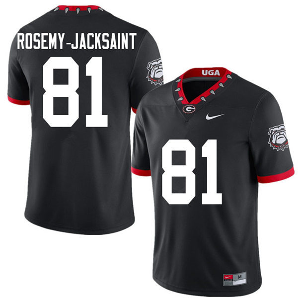 Mens Georgia Bulldogs #81 Marcus Rosemy-Jacksaint Nike Black Alternate Mascot 100th Anniversary College Football Game Jersey 