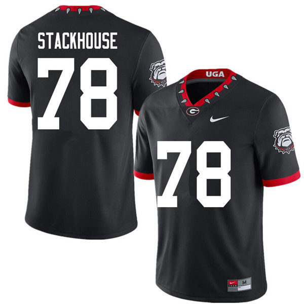 Mens Georgia Bulldogs #78 Nazir Stackhouse Nike Black Alternate Mascot 100th Anniversary College Football Game Jersey 
