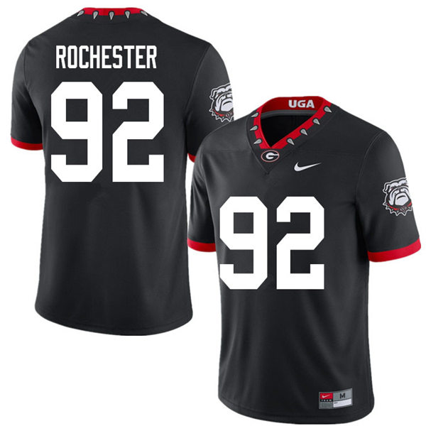 Mens Georgia Bulldogs #92 Julian Rochester Nike Black Alternate Mascot 100th Anniversary College Football Game Jersey 